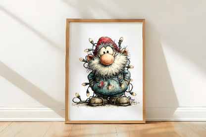 Whimsical Christmas Gnome Clipart PNG Bundle | Cute Watercolor Holiday Gnome Clipart | Festive Winter Gnome PNG