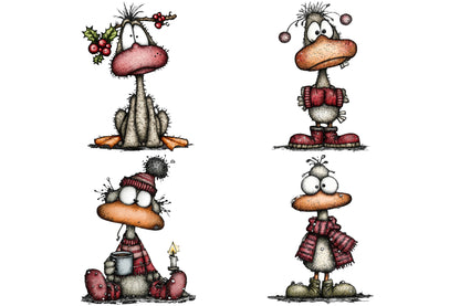Whimsical Christmas Goose Clipart PNG Bundle