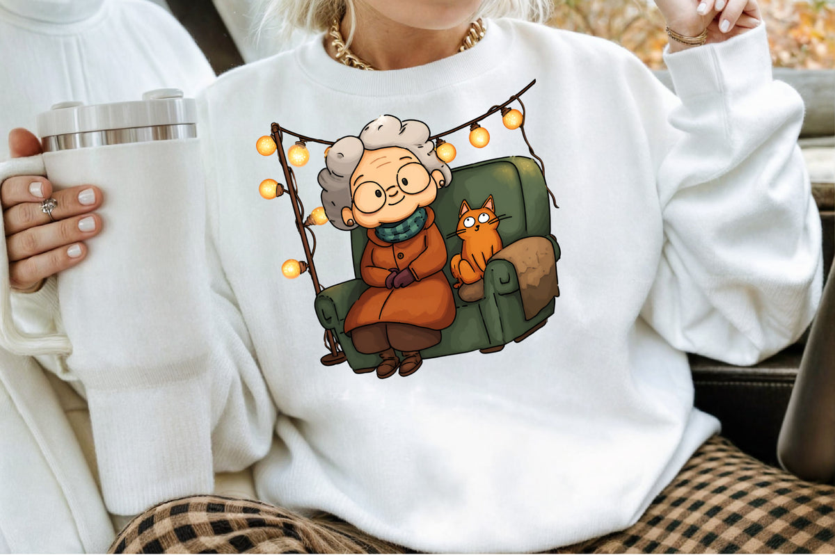 Whimsical Christmas Grandma Clipart Cute Holiday Grandma PNG Bundle