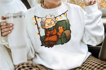 Whimsical Christmas Grandma Clipart Cute Holiday Grandma PNG Bundle