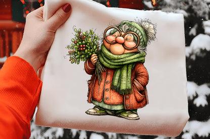 Whimsical Christmas Grandma Clipart PNG Bundle | Cute Watercolor Holiday Grandma Clipart