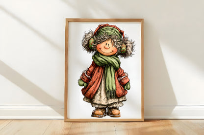 Whimsical Christmas Grandma Clipart PNG Bundle | Cute Watercolor Holiday Grandma Clipart