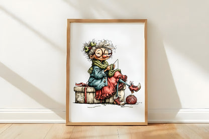 Whimsical Christmas Grandma Clipart PNG Bundle | Cute Watercolor Holiday Grandma Clipart | Festive Winter Grandma PNG