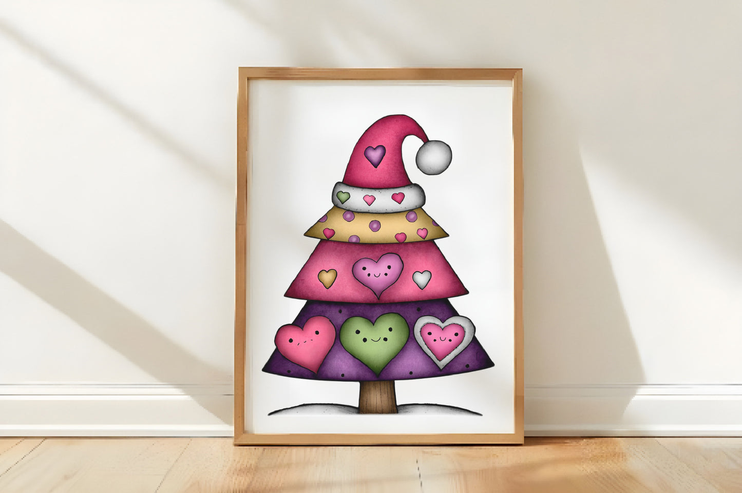 Whimsical Christmas Heart Tree Clipart PNG Bundle | Cute Watercolor Heart Christmas Tree | Festive Holiday Tree PNG