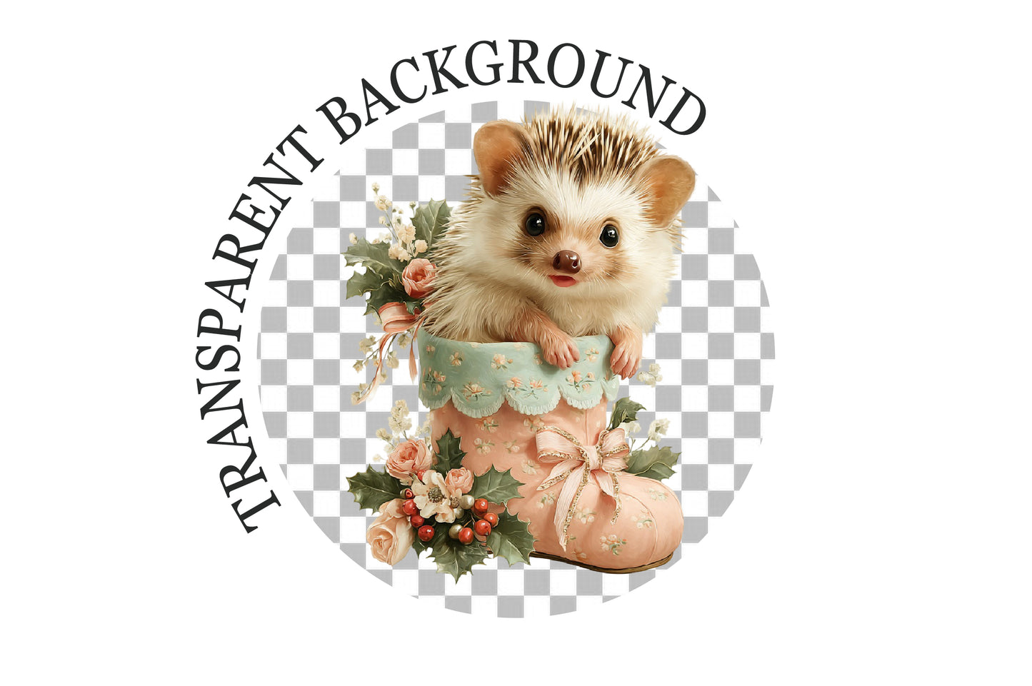 Whimsical Christmas Hedgehog PNG Bundle Cute Holiday Animal Clipart
