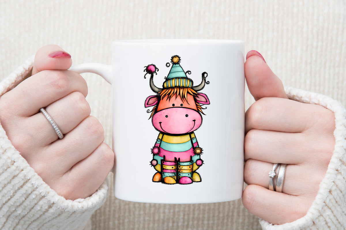 Whimsical Christmas Highland Cow Clipart Cute Holiday Cow PNG Bundle