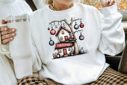 Whimsical Christmas House Clipart Cozy Winter Cottage PNG Bundle