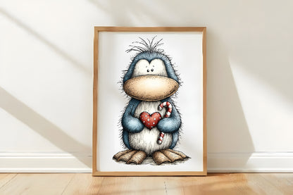 Whimsical Christmas Icy Blue Penguin Clipart PNG Bundle | Cute Watercolor Winter Penguin Clipart | Frosted Holiday Penguin PNG