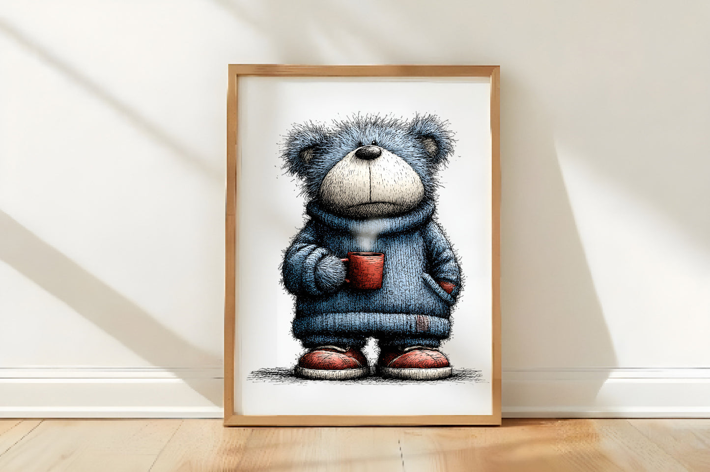 Whimsical Christmas Icy Blue Teddy Bear PNG