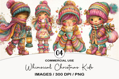 Whimsical Christmas Kids Clipart PNG