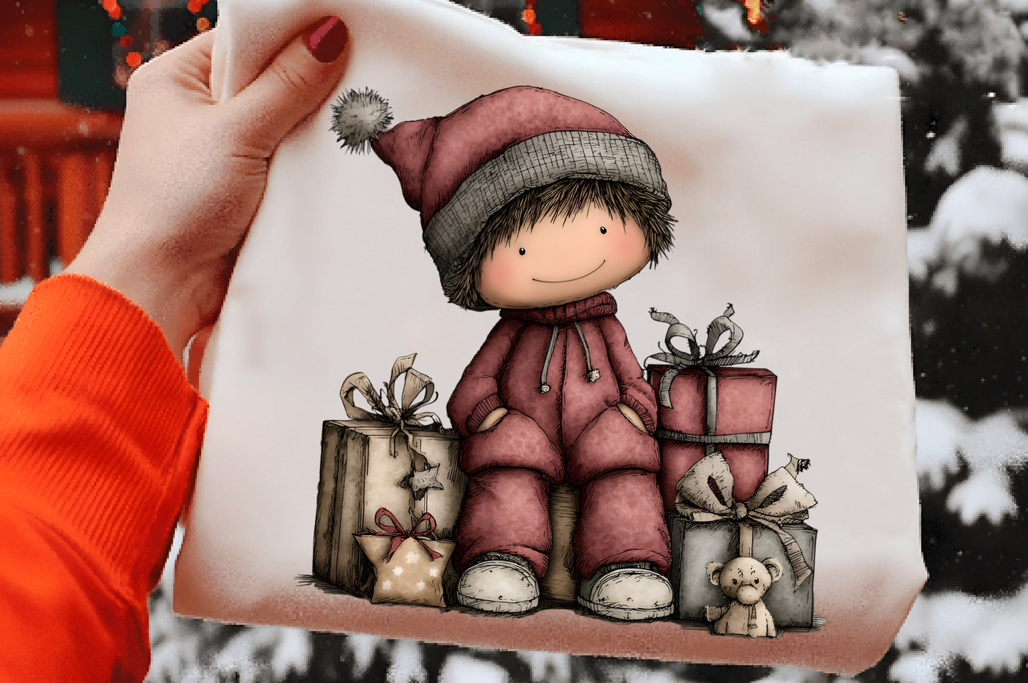 Whimsical Christmas Kids Clipart PNG Bundle | Cute Watercolor Holiday Children Clipart | Festive Winter Kids PNG