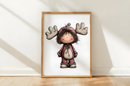 Whimsical Christmas Kids Clipart PNG Bundle | Cute Watercolor Holiday Children Clipart | Festive Winter Kids PNG