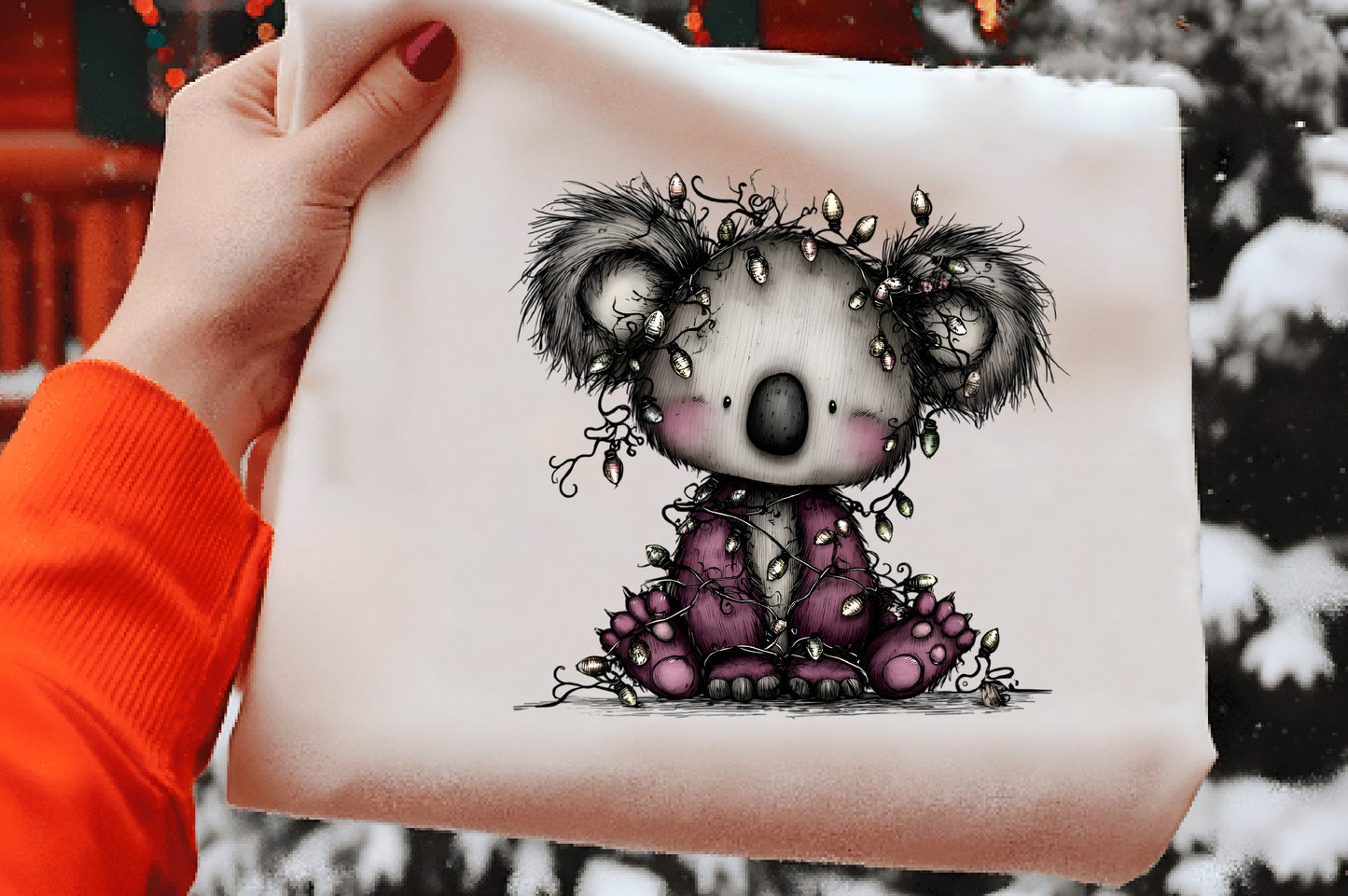 Whimsical Christmas Koala Clipart PNG Bundle | Cute Watercolor Holiday Koala Clipart | Festive Winter Koala PNG