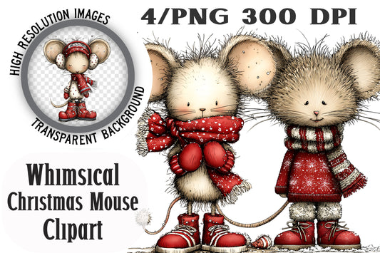 Whimsical Christmas Mouse Clipart PNG