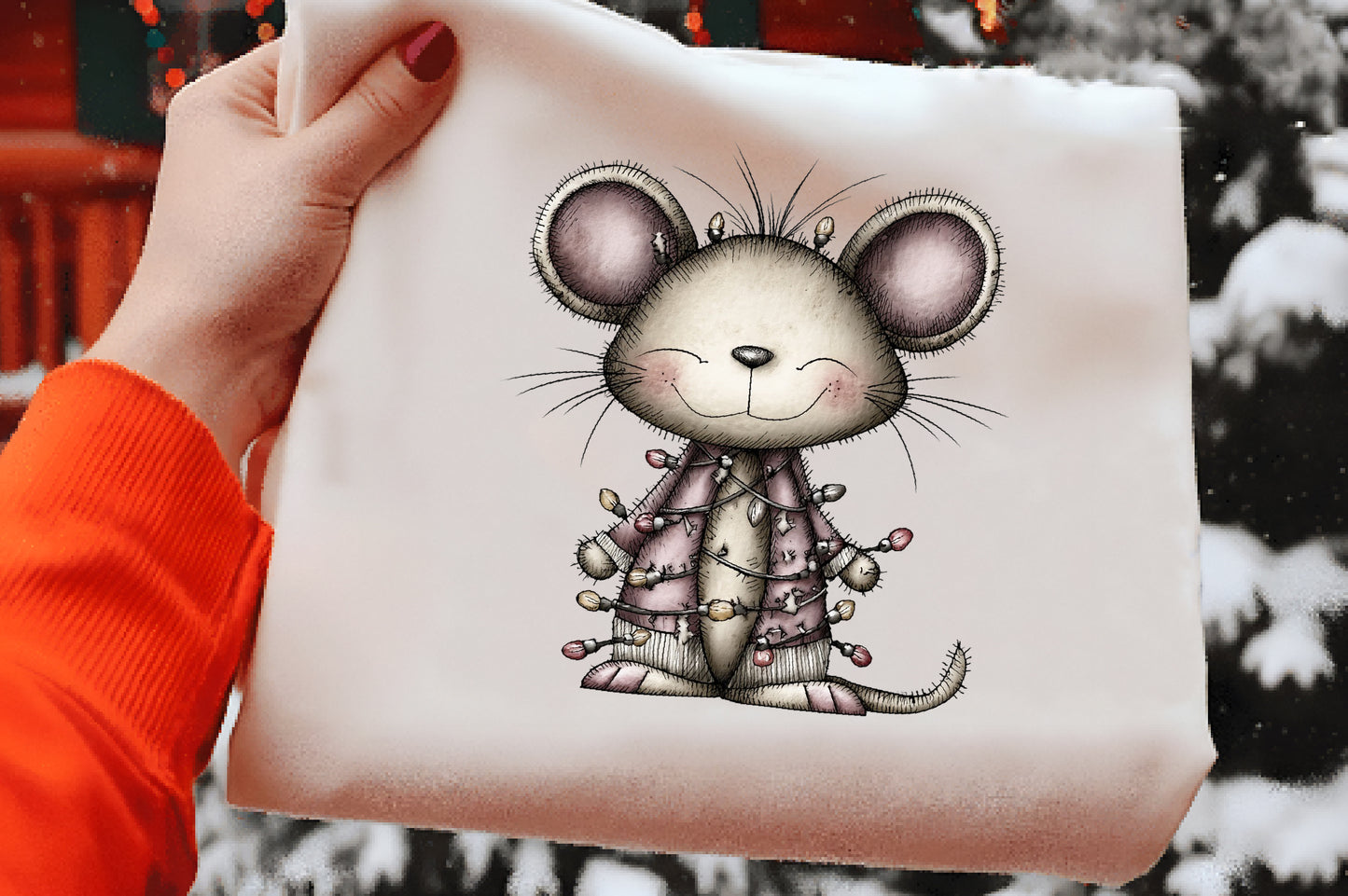 Whimsical Christmas Mouse Clipart PNG Bundle | Cute Watercolor Holiday Mouse Clipart | Festive Winter Mouse PNG