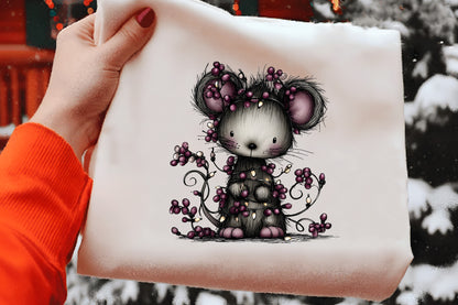 Whimsical Christmas Mouse Clipart PNG Bundle | Cute Watercolor Holiday Mouse Clipart | Festive Winter Mouse PNG