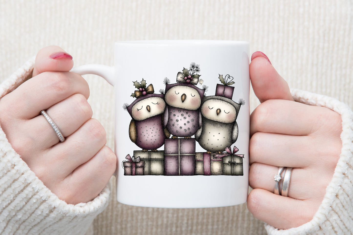Whimsical Christmas Owl Clipart Cute Holiday Owl PNG Bundle