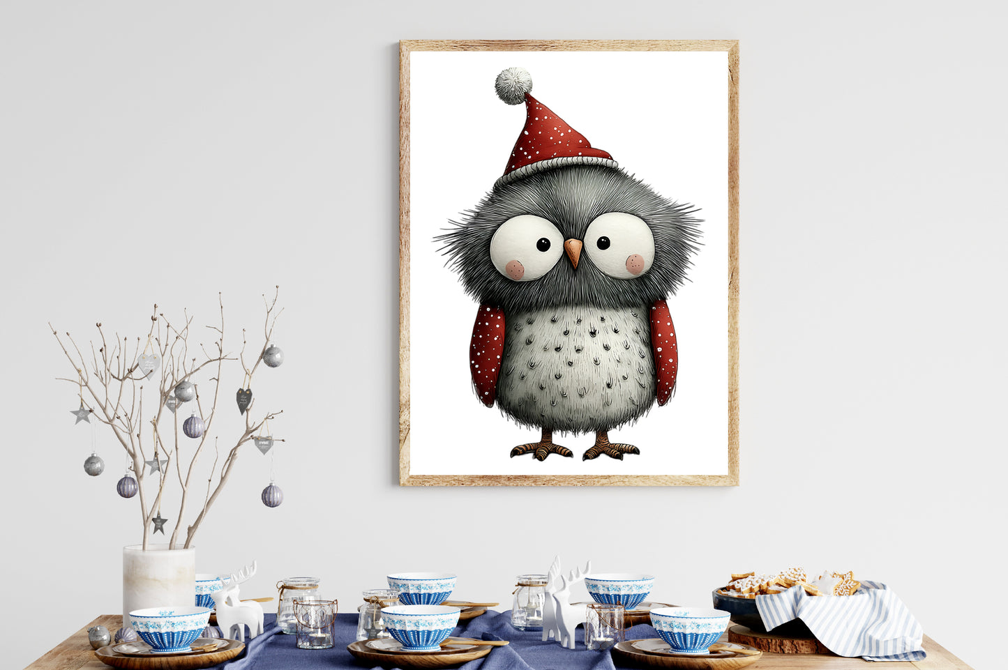 Whimsical Christmas Owl Clipart PNG Sublimation