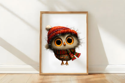 Whimsical Christmas Owl Clipart PNG