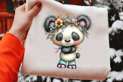 Whimsical Christmas Panda Clipart PNG