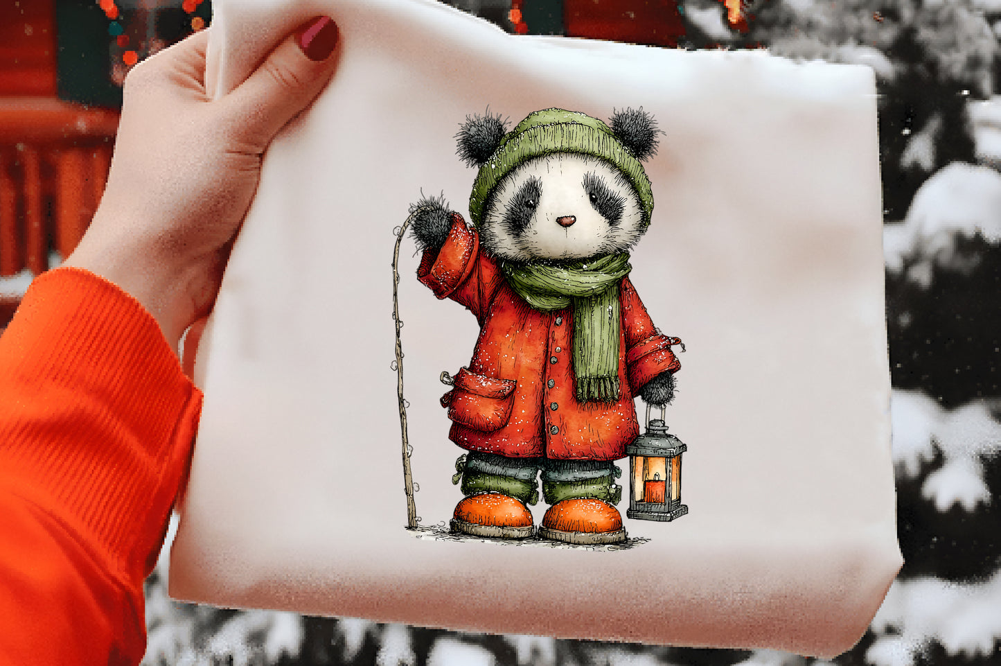Whimsical Christmas Panda Clipart PNG
