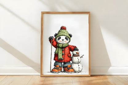 Whimsical Christmas Panda Clipart PNG