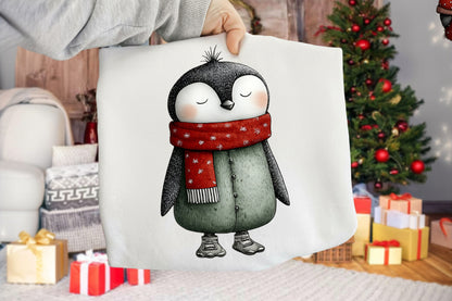 Whimsical Christmas Penguin Clipart PNG Sublimation