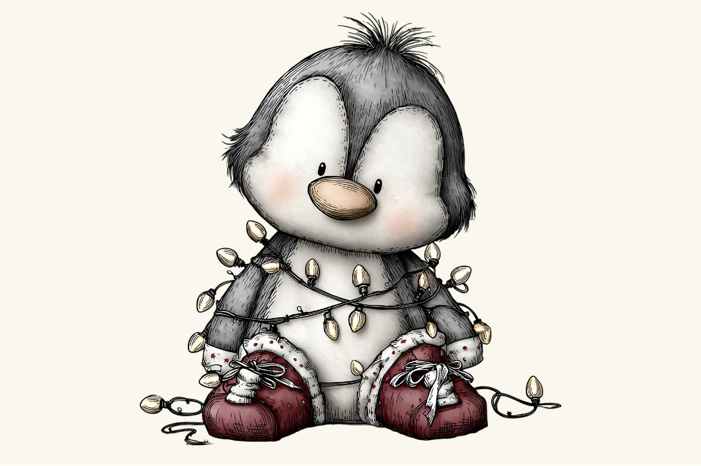 Whimsical Christmas Penguin Clipart PNG – 4 Designs