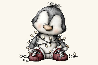 Whimsical Christmas Penguin Clipart PNG – 4 Designs