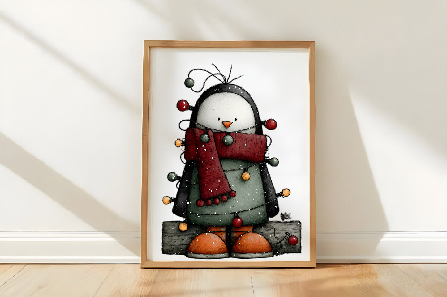 Whimsical Christmas Penguin Clipart PNG