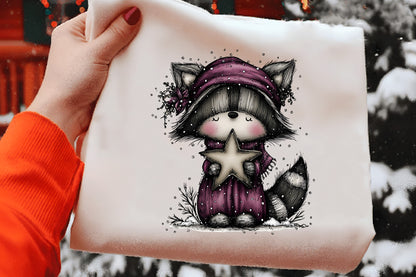 Whimsical Christmas Raccoon Clipart PNG Bundle | Cute Watercolor Holiday Raccoon Clipart | Festive Woodland Raccoon PNG