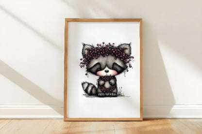 Whimsical Christmas Raccoon Clipart PNG Bundle | Cute Watercolor Holiday Raccoon Clipart | Festive Woodland Raccoon PNG
