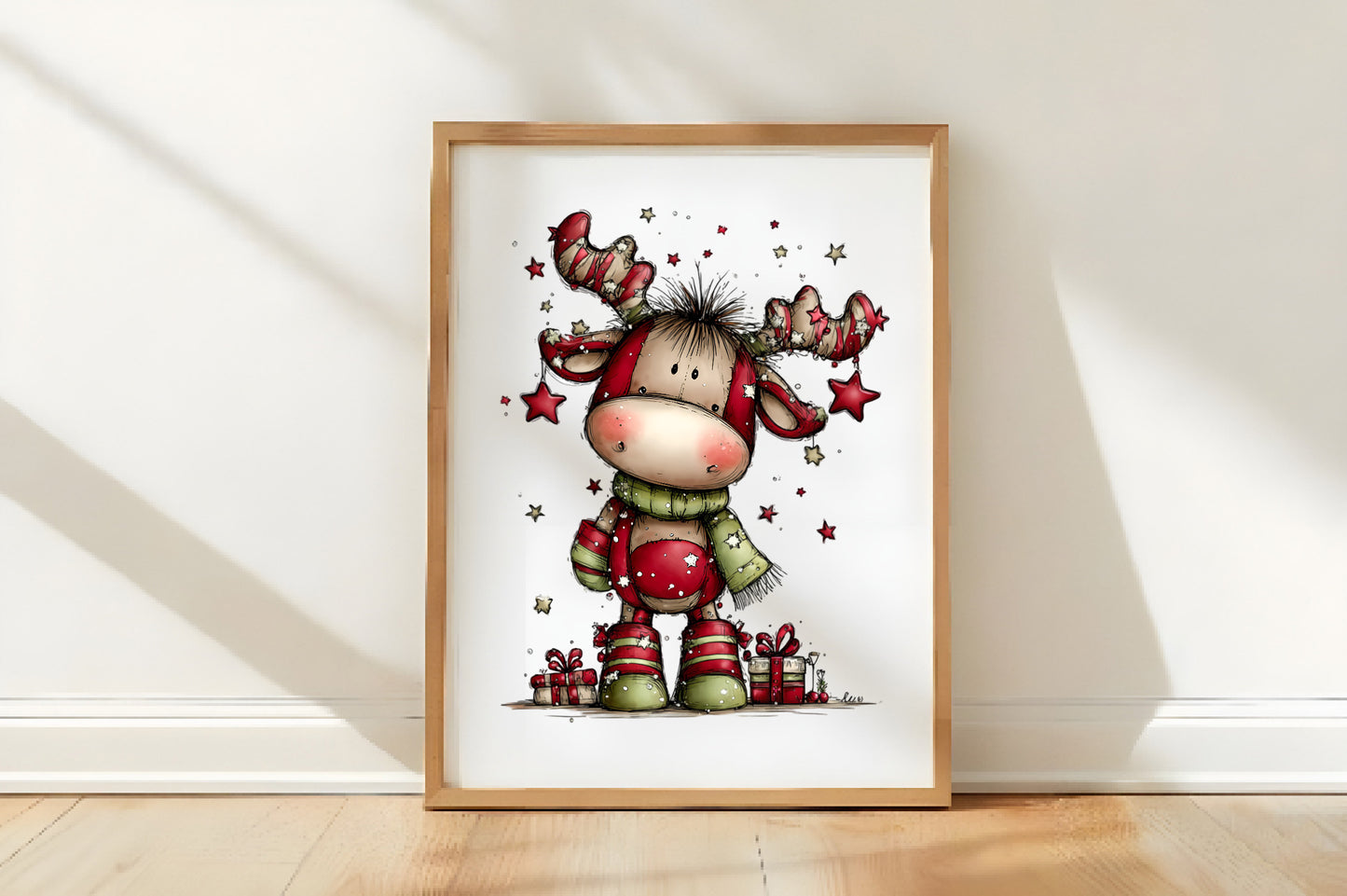 Whimsical Christmas Cute Reindeer Clipart PNG Bundle | Adorable Watercolor Holiday Reindeer | Festive Deer PNG