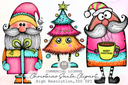Whimsical Christmas Gnome Clipart Colorful Holiday Gnome PNG Bundle