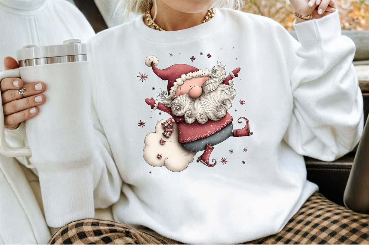 Whimsical Christmas Santa Clipart Cute Holiday Santa PNG Bundle