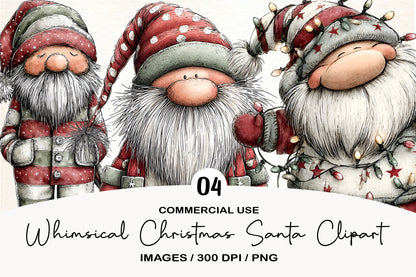 Whimsical Christmas Santa Clipart PNG Sublimation