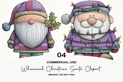 Whimsical Christmas Santa Clipart PNG