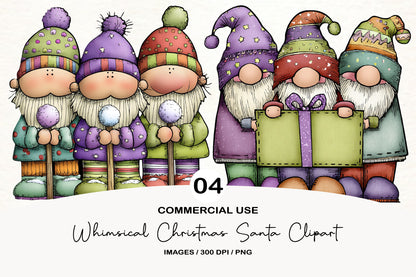 Whimsical Christmas Gnome Santa Clipart PNG