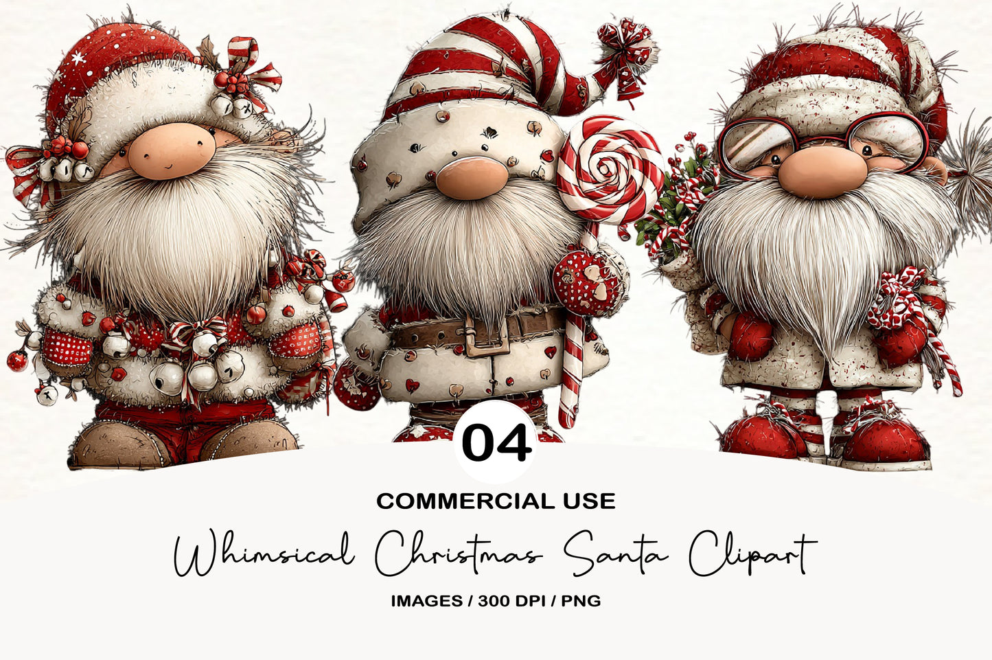 Whimsical Christmas Santa Gnome Clipart PNG