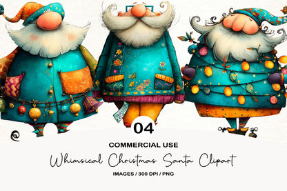 Whimsical Christmas Santa Gnome Clipart PNG