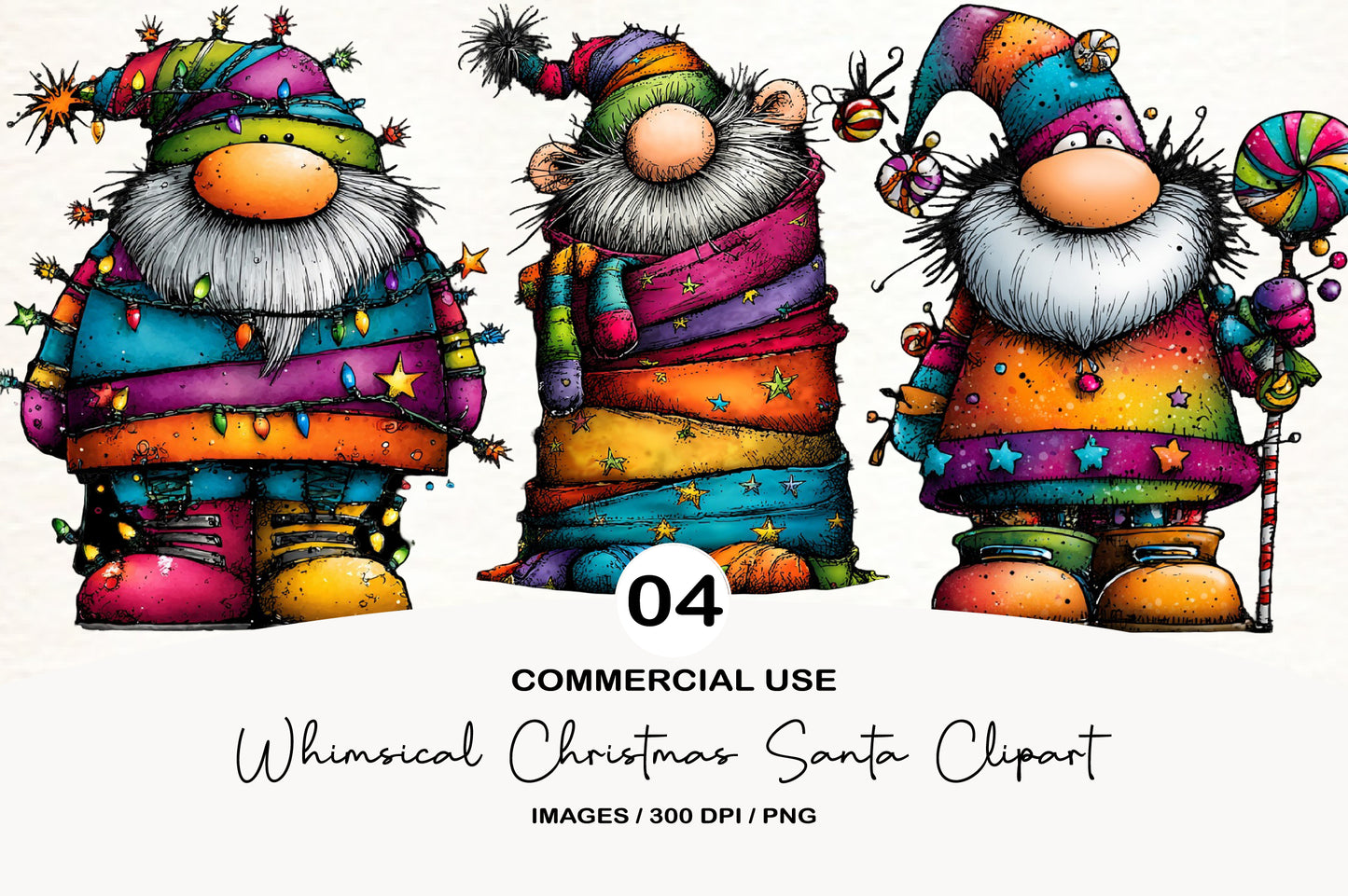Whimsical Christmas Gnome Clipart PNG Bundle