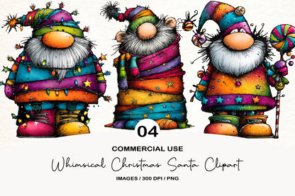 Whimsical Christmas Gnome Clipart PNG Bundle