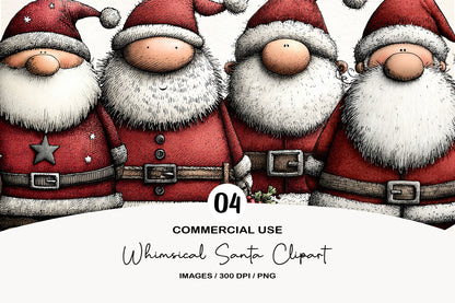 Whimsical Christmas Santa Clipart Bundle