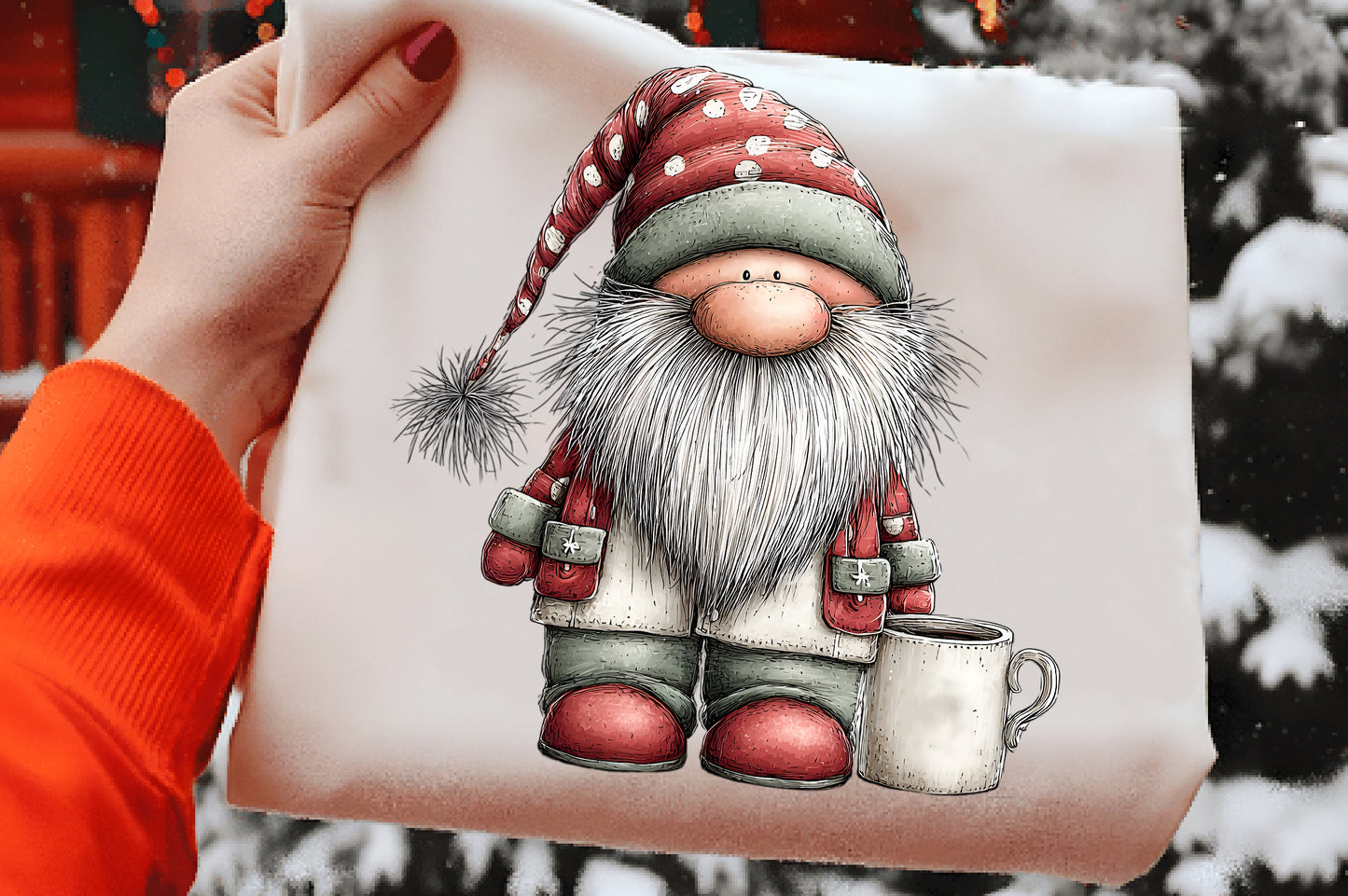 Whimsical Christmas Santa Clipart PNG Sublimation