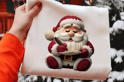 Whimsical Christmas Santa Crochet Clipart PNG