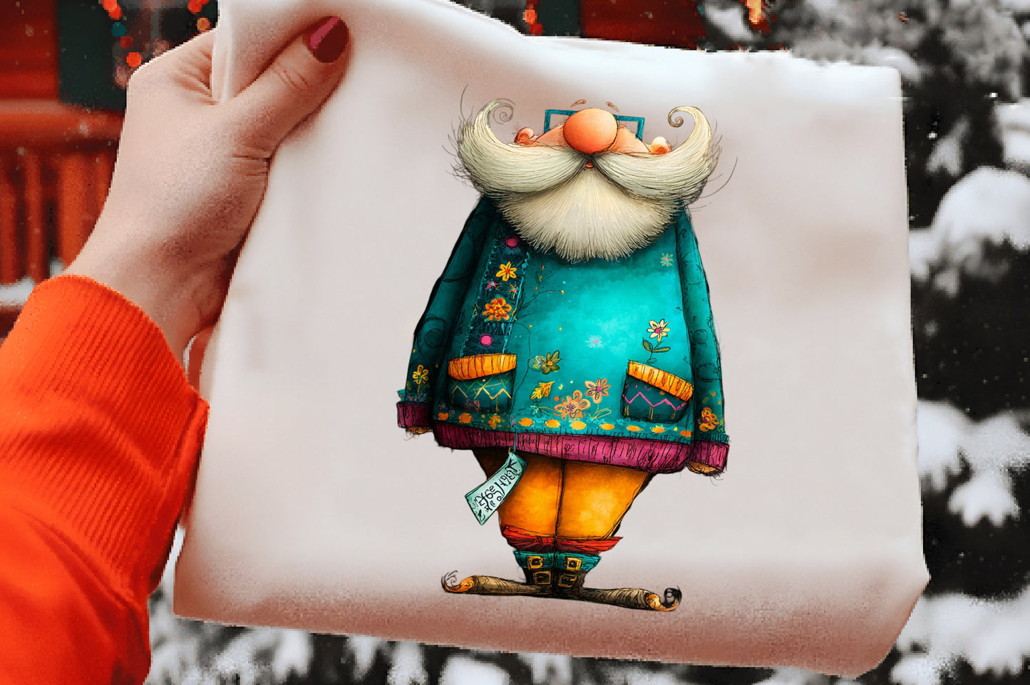 Whimsical Christmas Santa Gnome Clipart PNG