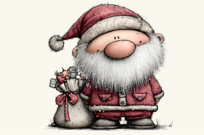 Whimsical Christmas Santa Clipart PNG – 4 Designs