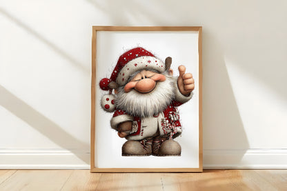 Whimsical Christmas Santa Gnome Clipart PNG