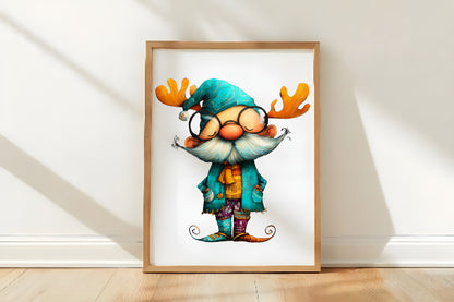 Whimsical Christmas Santa Gnome Clipart PNG