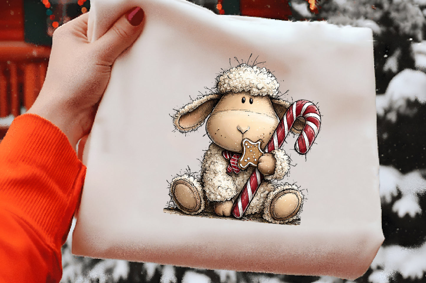 Whimsical Christmas Sheep Clipart PNG Bundle | Cute Watercolor Holiday Sheep Clipart | Festive Christmas Lamb PNG